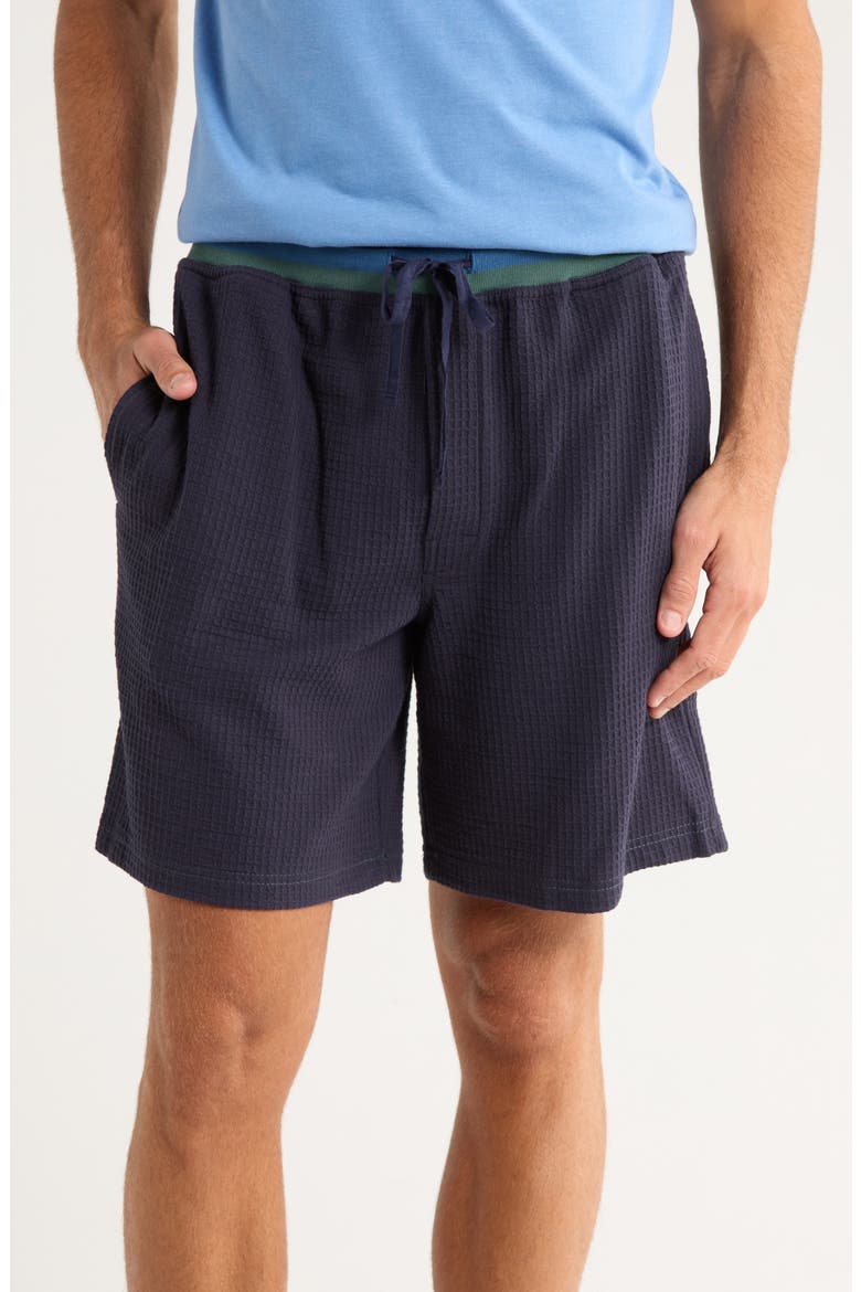 Waffle Knit Lounge Shorts, Main, color, NAVY