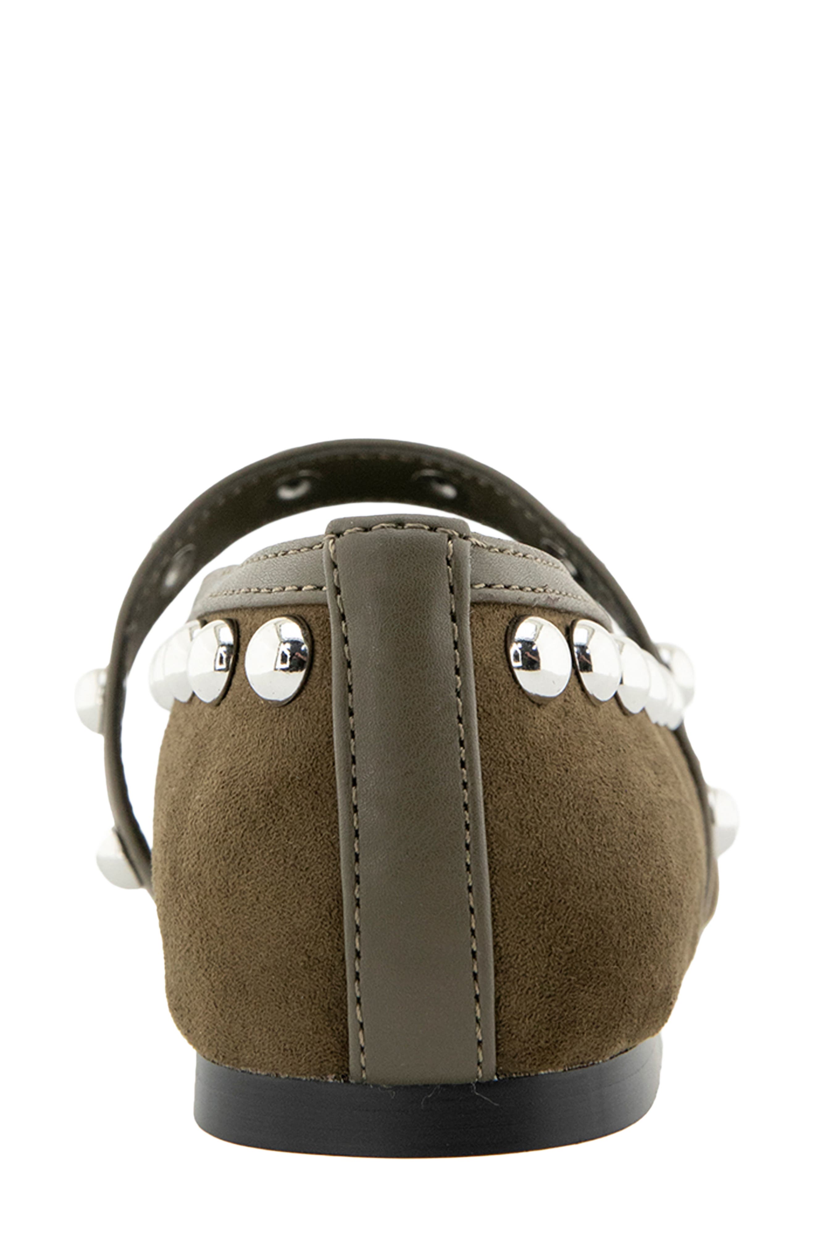 Bailey Studded Mary Jane Flat, Alternate, color, OLIVE