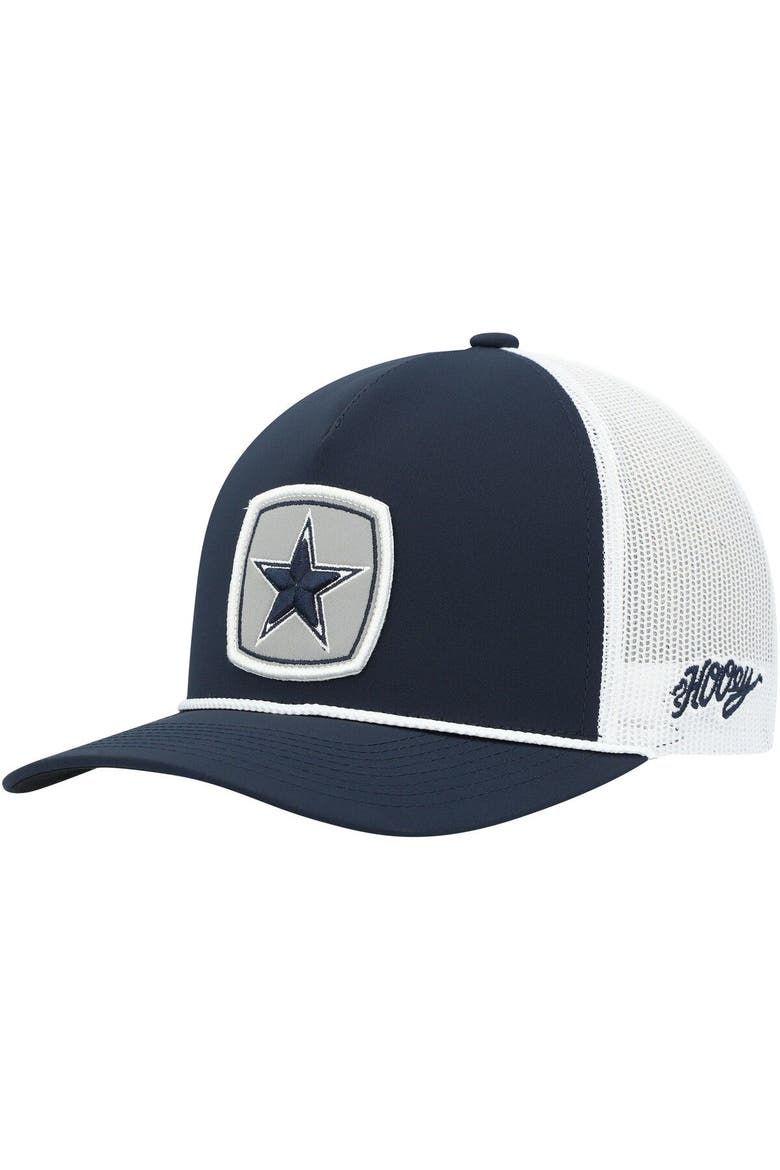 Men's HOOey Navy/White Dallas Cowboys Star Patch Rope Trucker Snapback Hat, Main, color, Navy