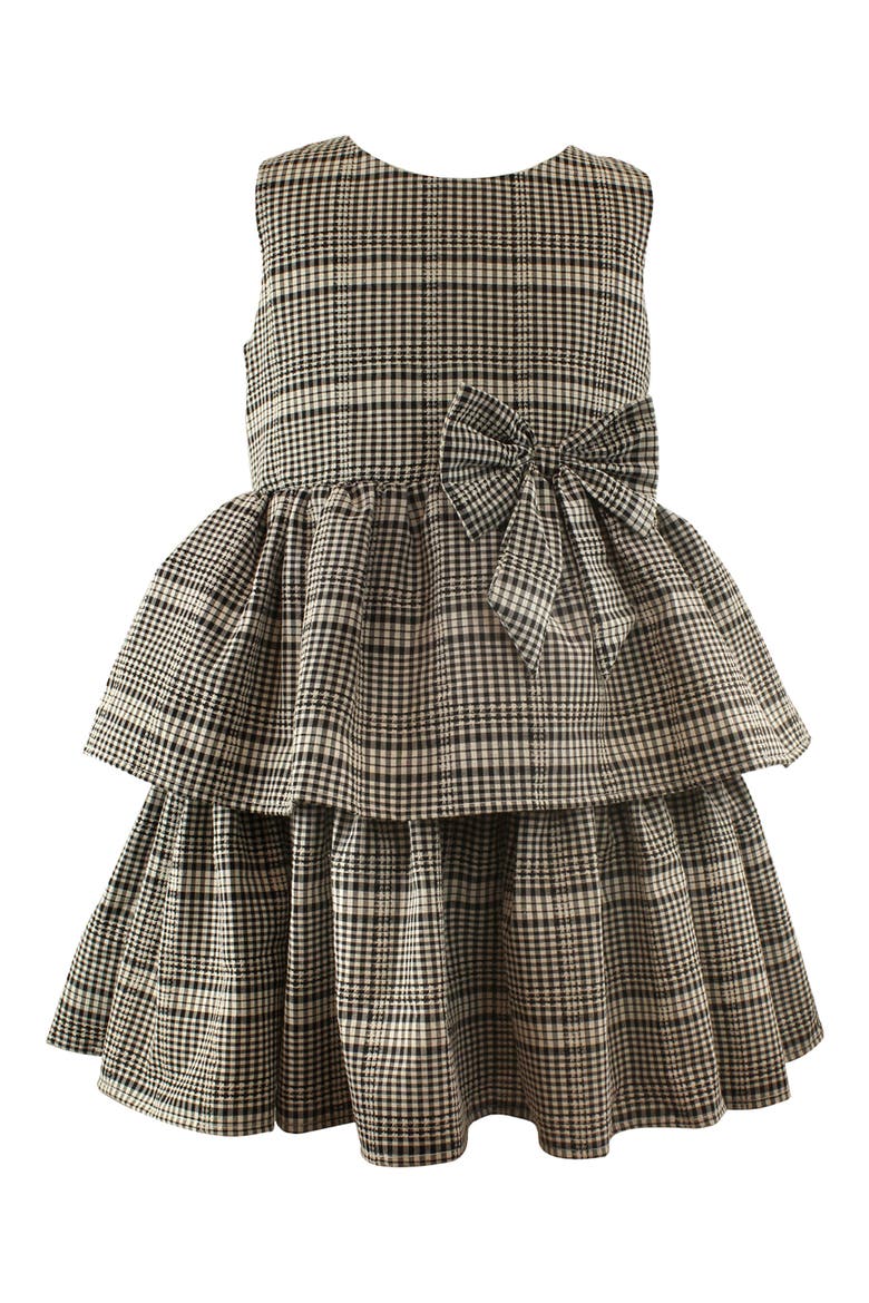 Kids' Check Print Tiered Dress, Main, color, BLACK/ WHITE