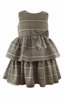 Kids' Check Print Tiered Dress