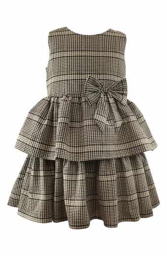 Kids' Check Print Tiered Dress