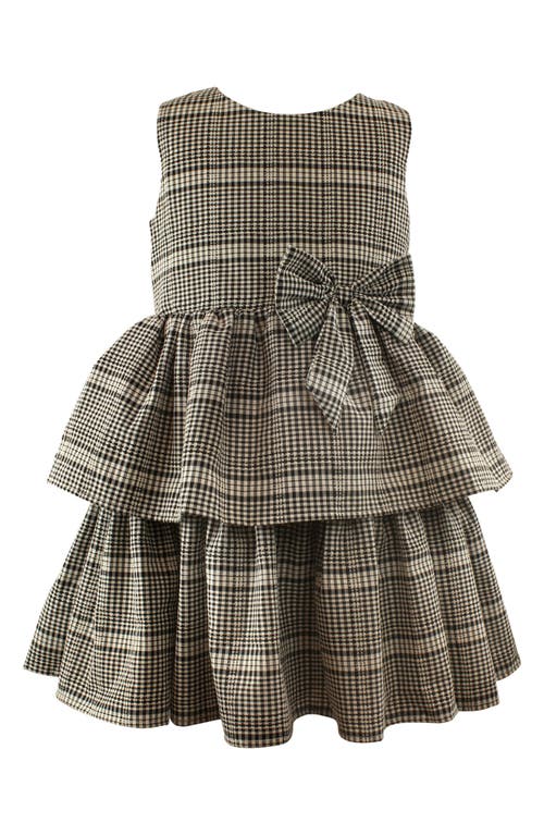 Popatu Kids' Check Print Tiered Dress In Black