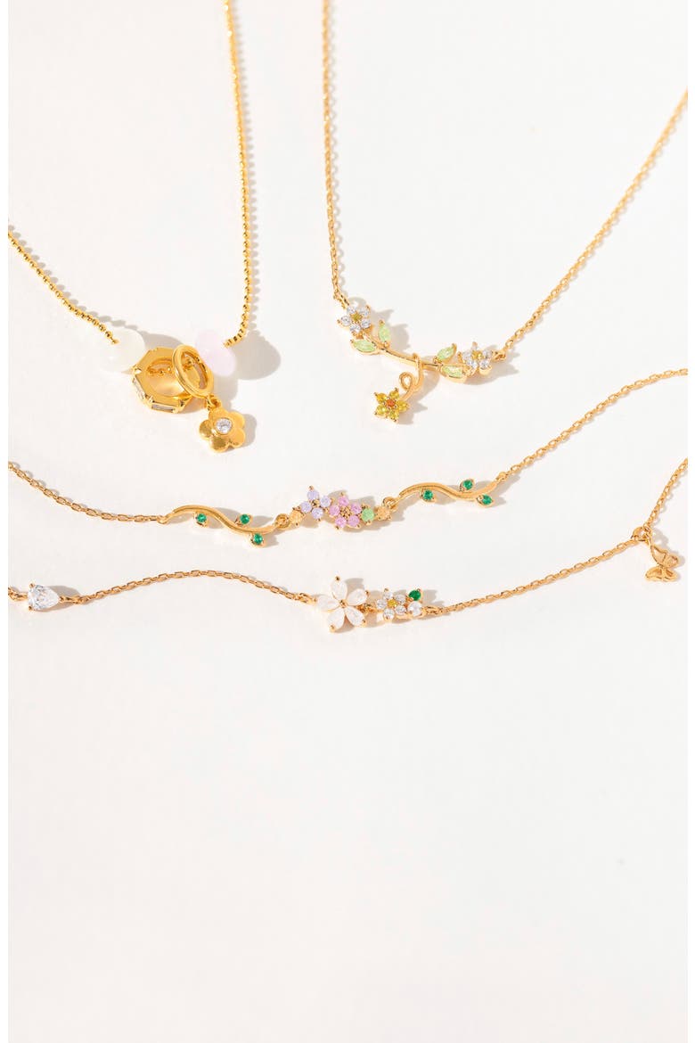 Flower Dash Charm Necklace, Alternate, color, GOLD