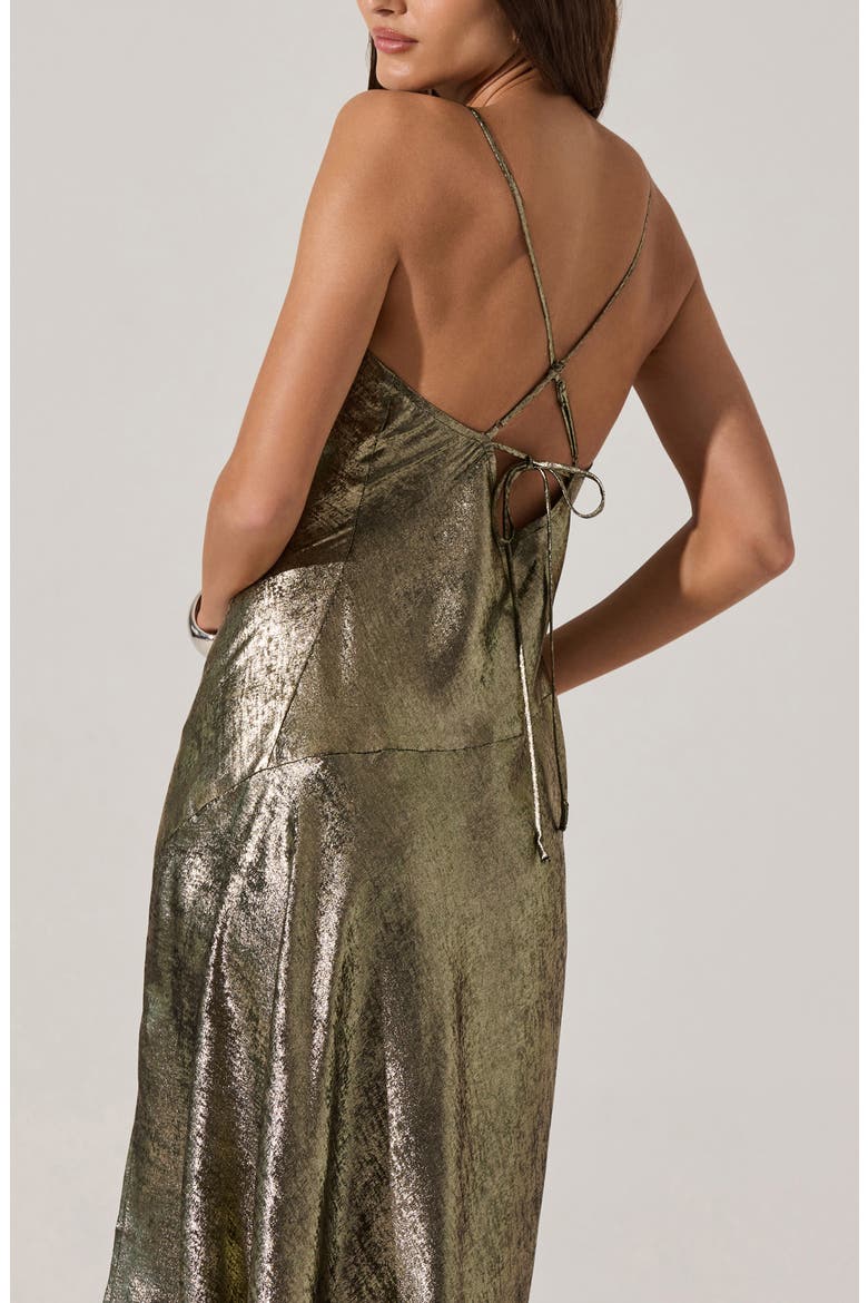 Gaia Metallic Midi Dress, Alternate, color, BLACK GOLD