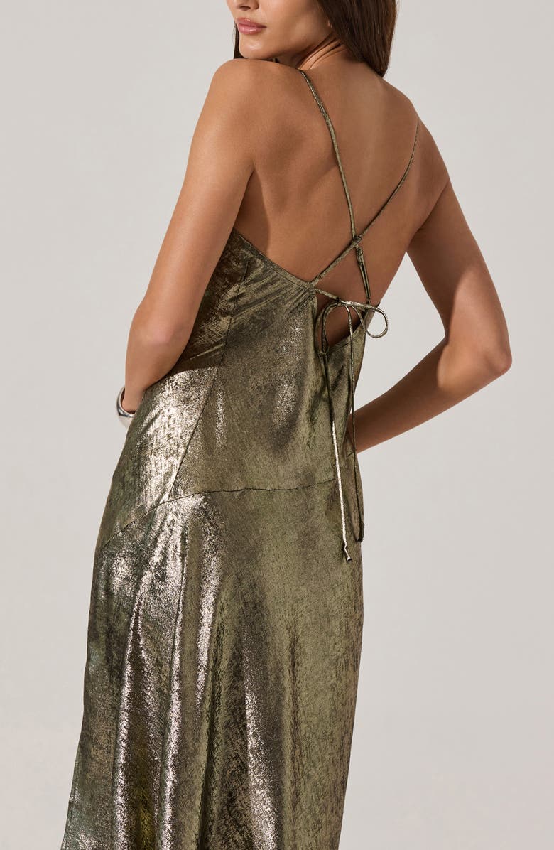 ASTR the Label Gaia Metallic Midi Dress, Alternate, color, Black Gold