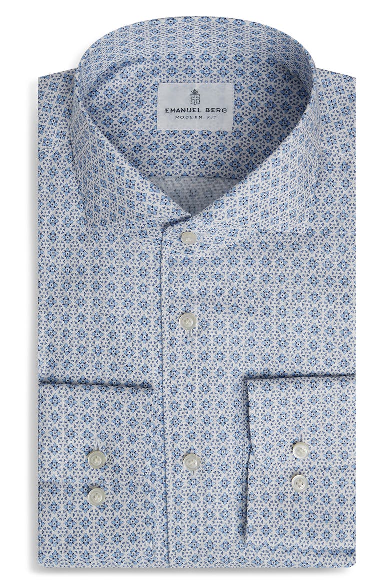 Modern Fit Luxury Cotton Dobby Dress Shirt, Main, color, MEDIUM BLUE