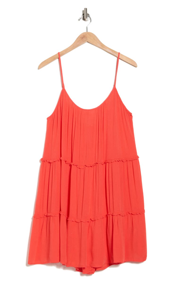 Elan Tiered Trapeze Dress, Alternate, color, Red Coral