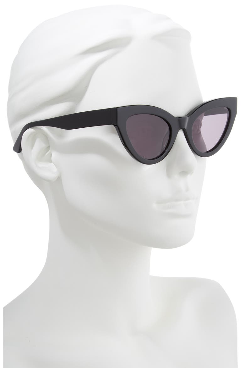 Alexander McQueen 50mm Cat Eye Sunglasses, Alternate, color, BLACK