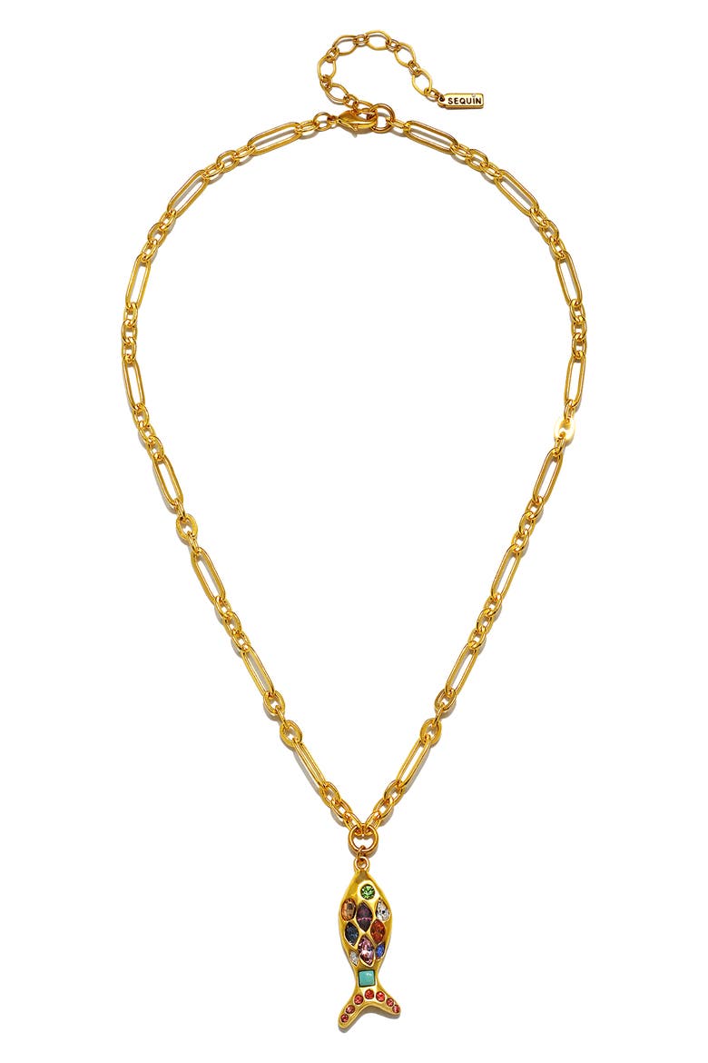 Scout Fish Pendant Necklace, Main, color, GOLD MULTI