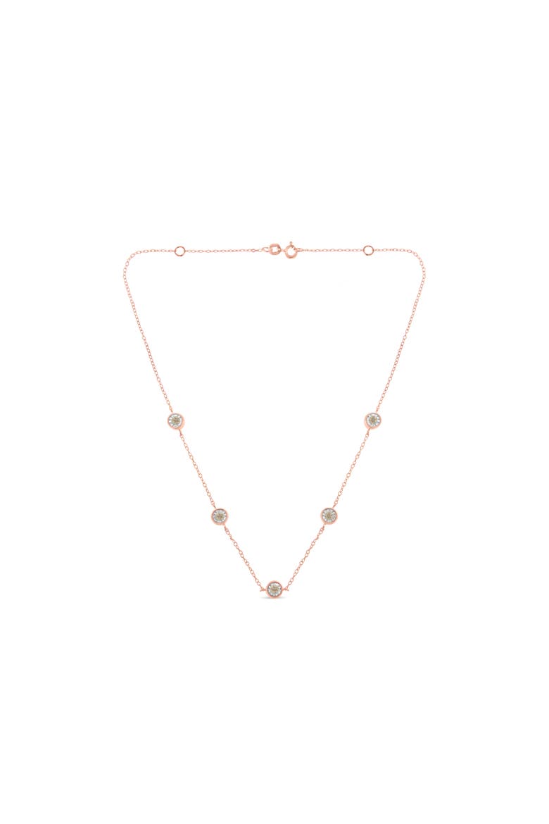 Silver 1/2 Cttw Diamond Station Necklace, Main, color, Rose Gold over Silver