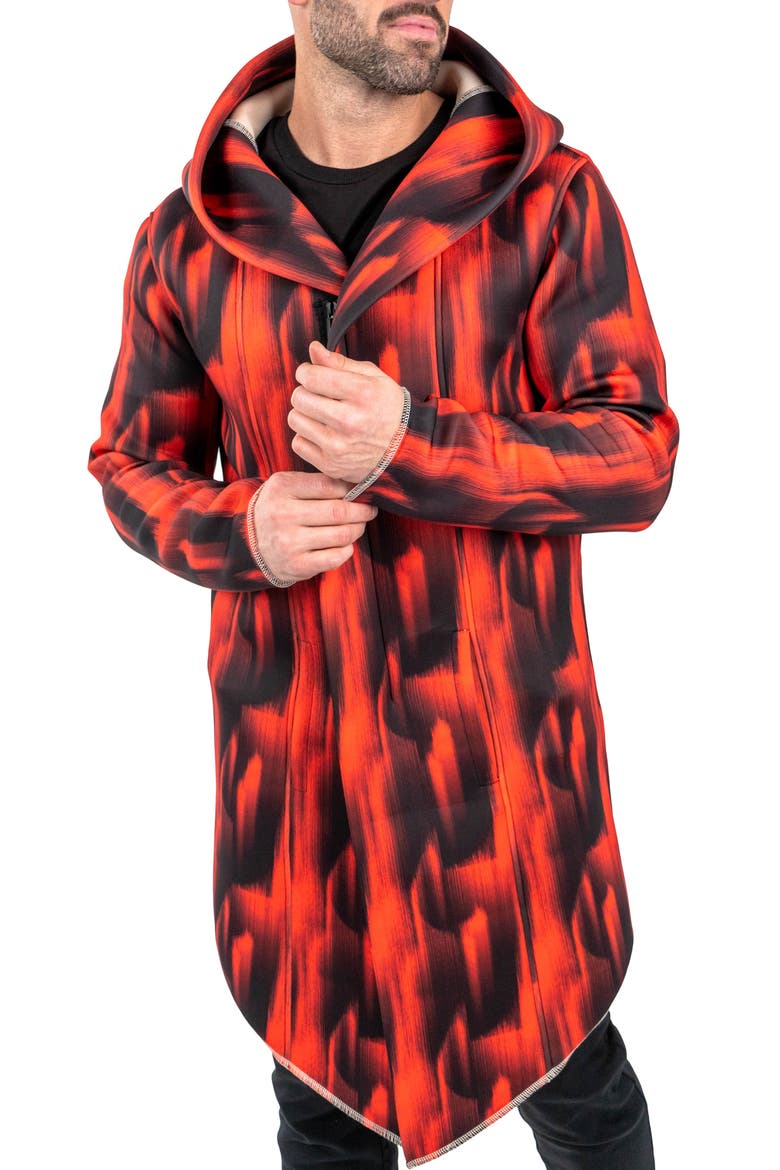 Hooded Longline Jacket, Alternate, color, RED