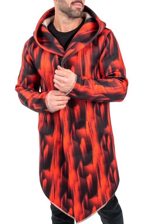 Maceoo Hooded Longline Jacket In Red