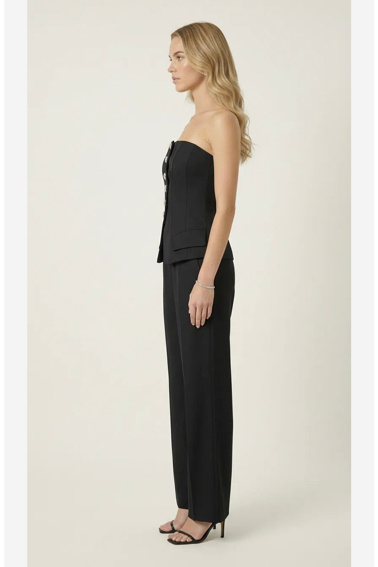 Strapless Vest and Wide Leg Pant Set, Alternate, color, Black