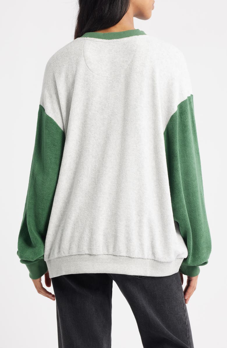 BOYS LIE Athletics Kara Crewneck Sweatshirt, Alternate, color, Green / Heather Grey