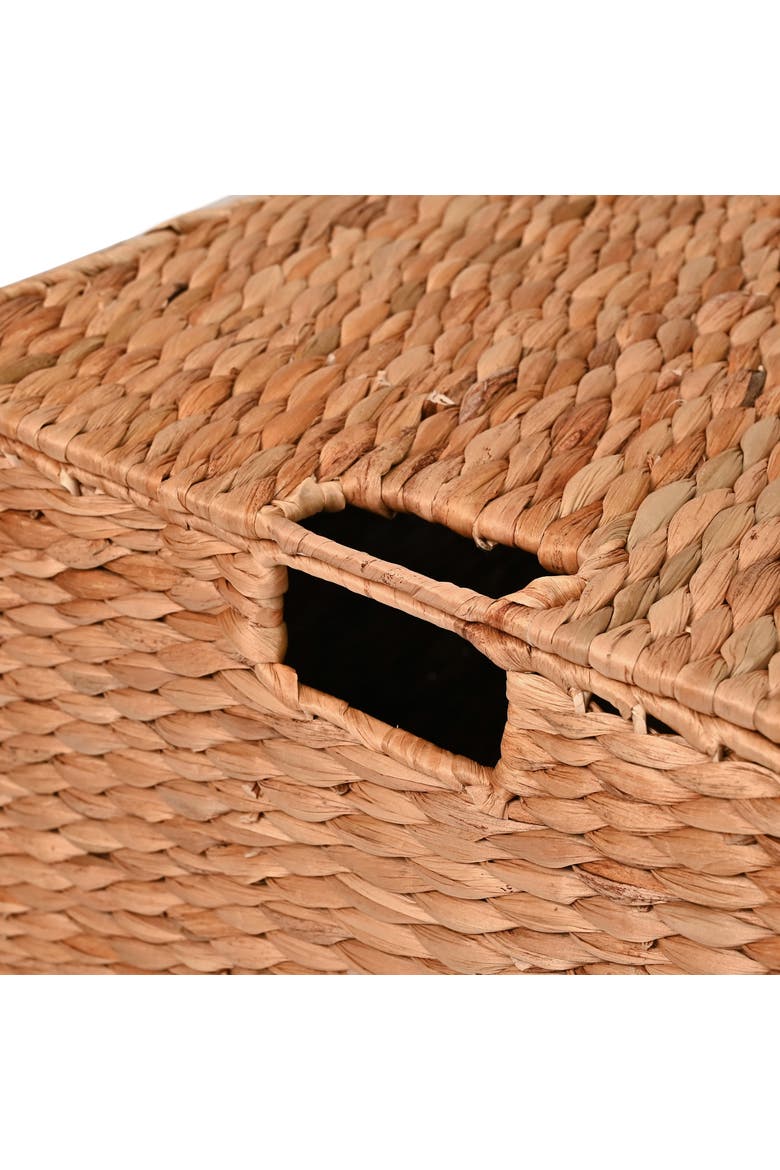 Brooks Classic Farmhouse Woven Hyacinth Rectangular Storage Baskets with Lids and Handles, Alternate, color, Natural