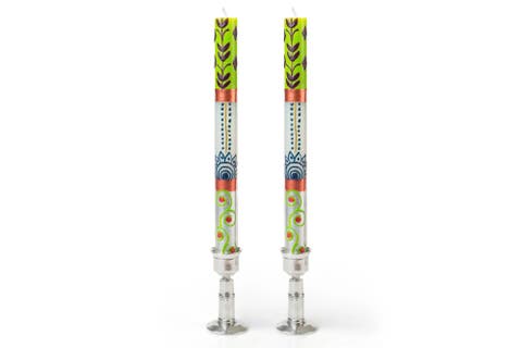 Sari Painted Taper Candles - Set Of 2