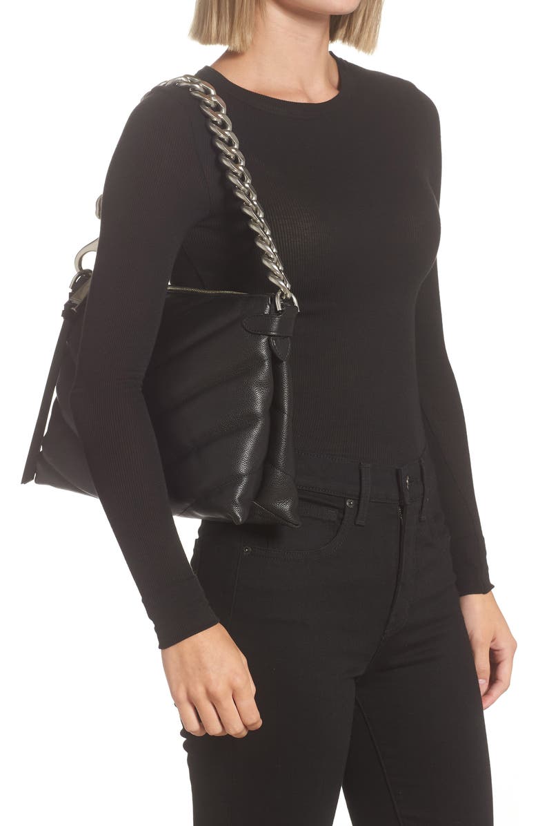 Rebecca Minkoff Edie Maxi Leather Crossbody Bag, Alternate, color, Black