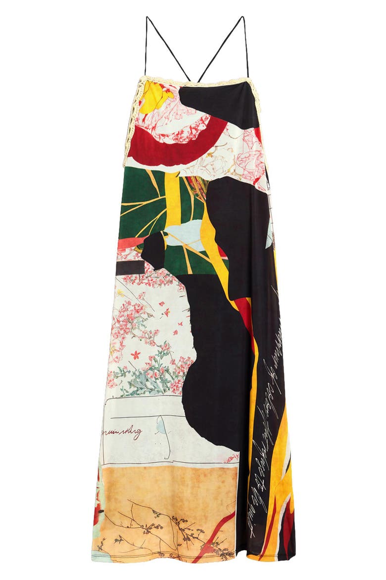 Patchwork Print Knit Maxi Dress, Alternate, color, BLACK