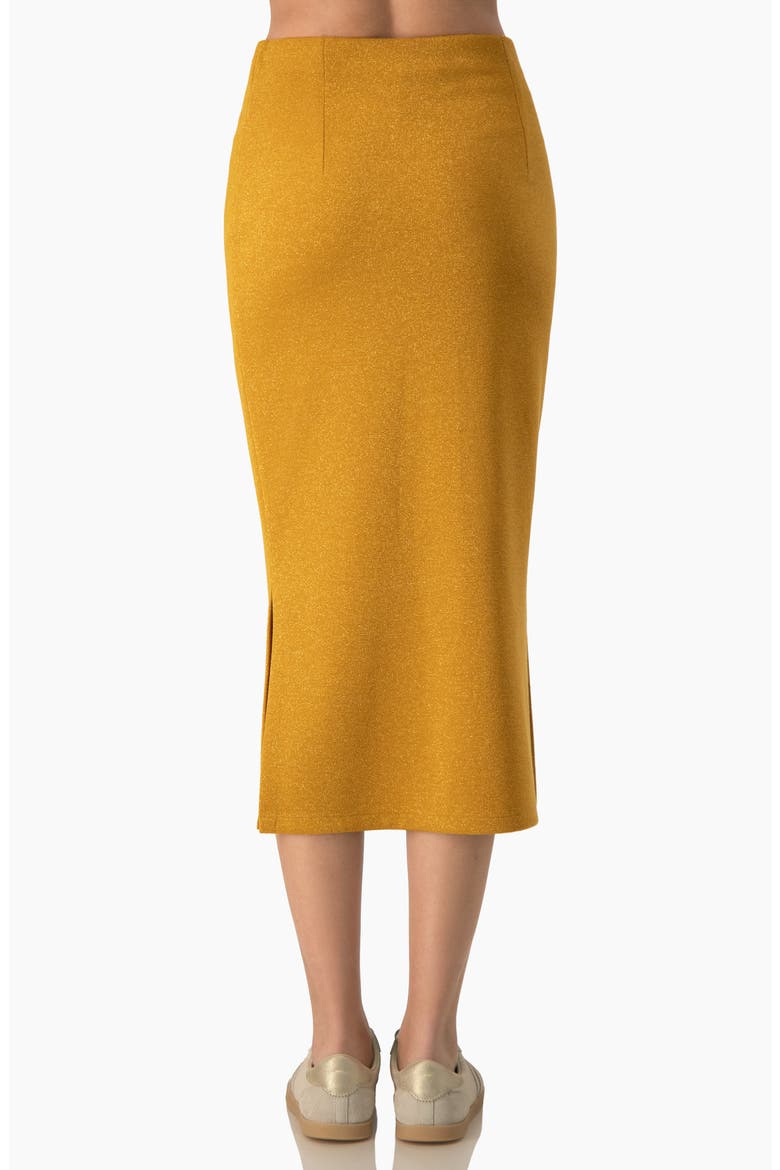 Shimmer Knit High-Rise Fitted Midi Skirt, Alternate, color, Mustard