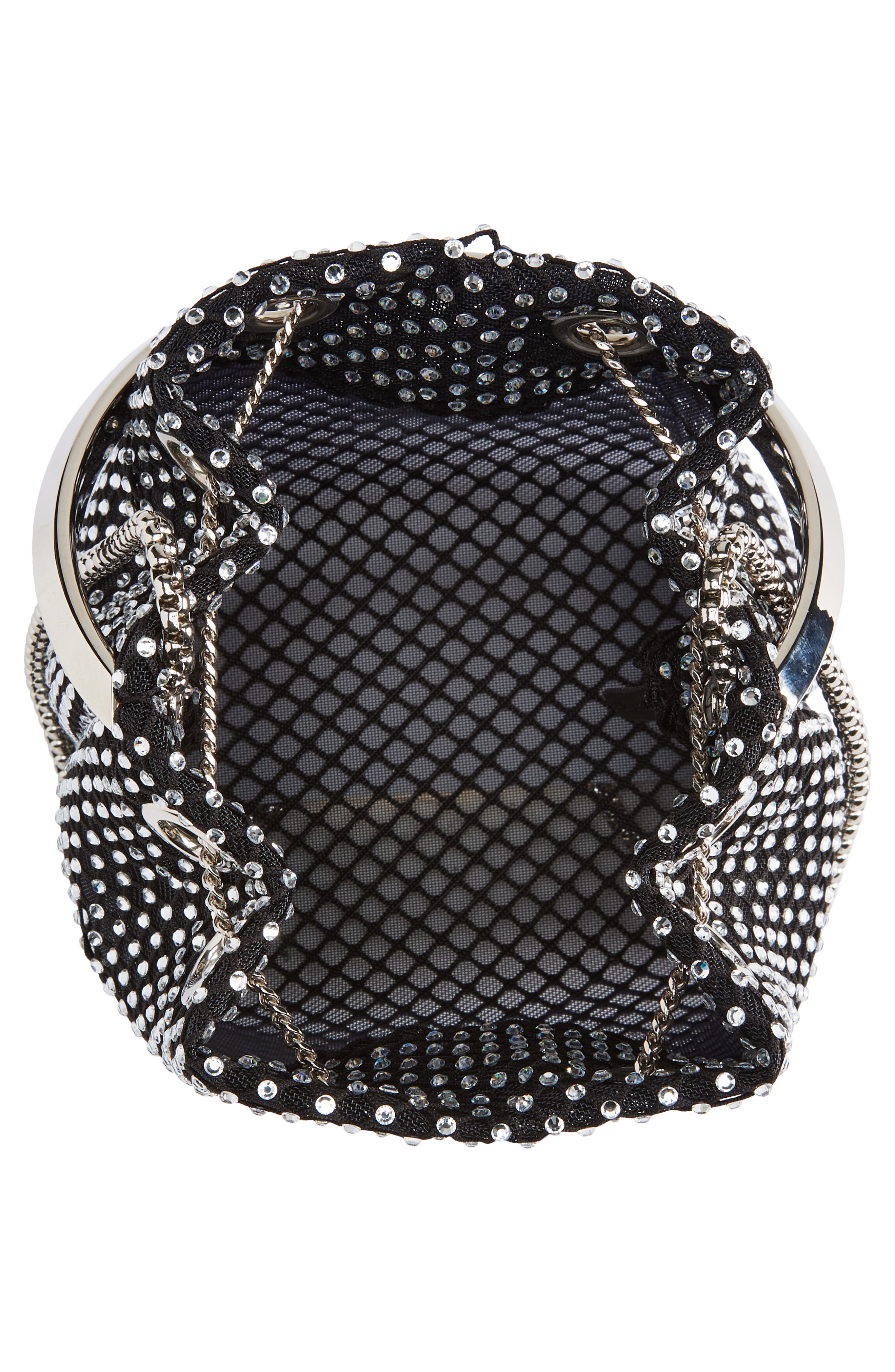 Jimmy Choo Bon Bon Crystal Mesh Top Handle Pouch, Alternate, color, 