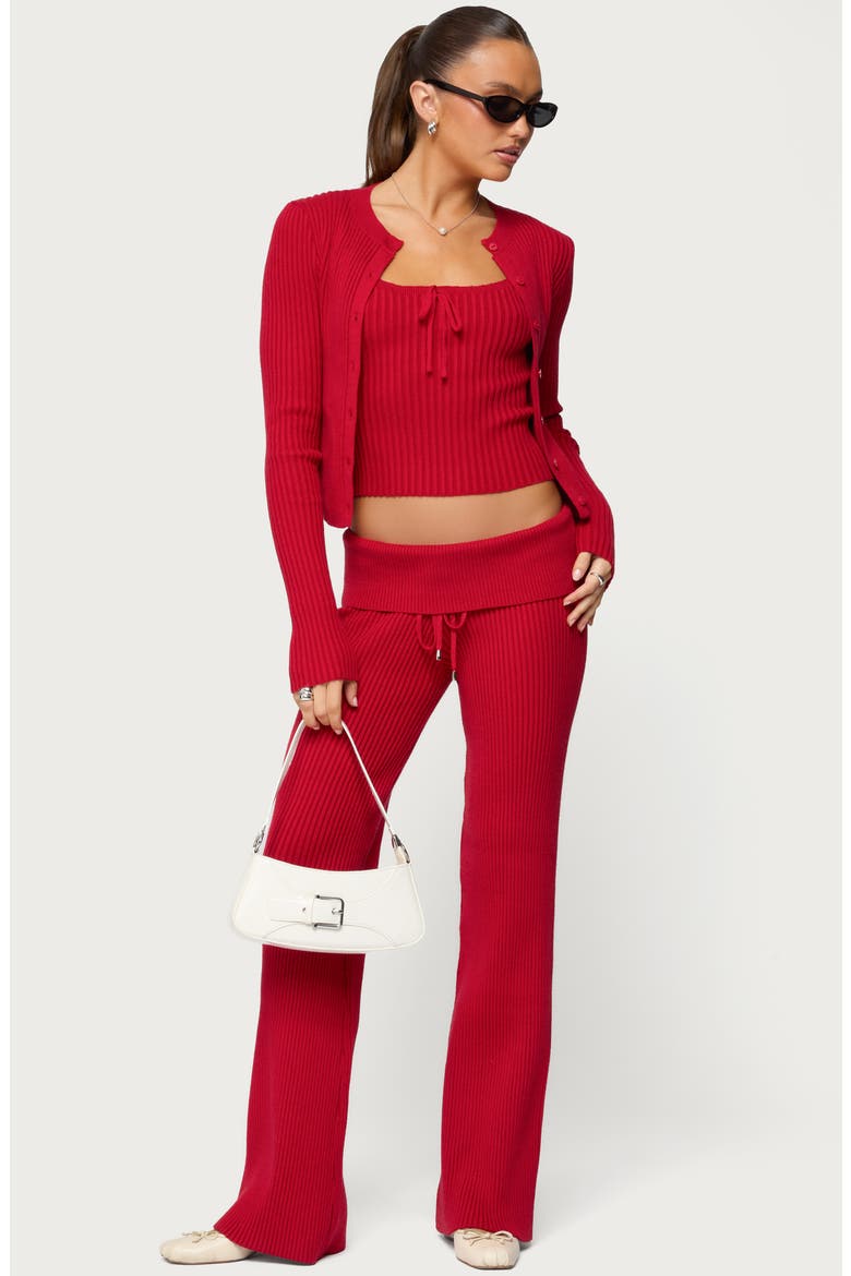Adannah Rib Cardigan, Alternate, color, RED