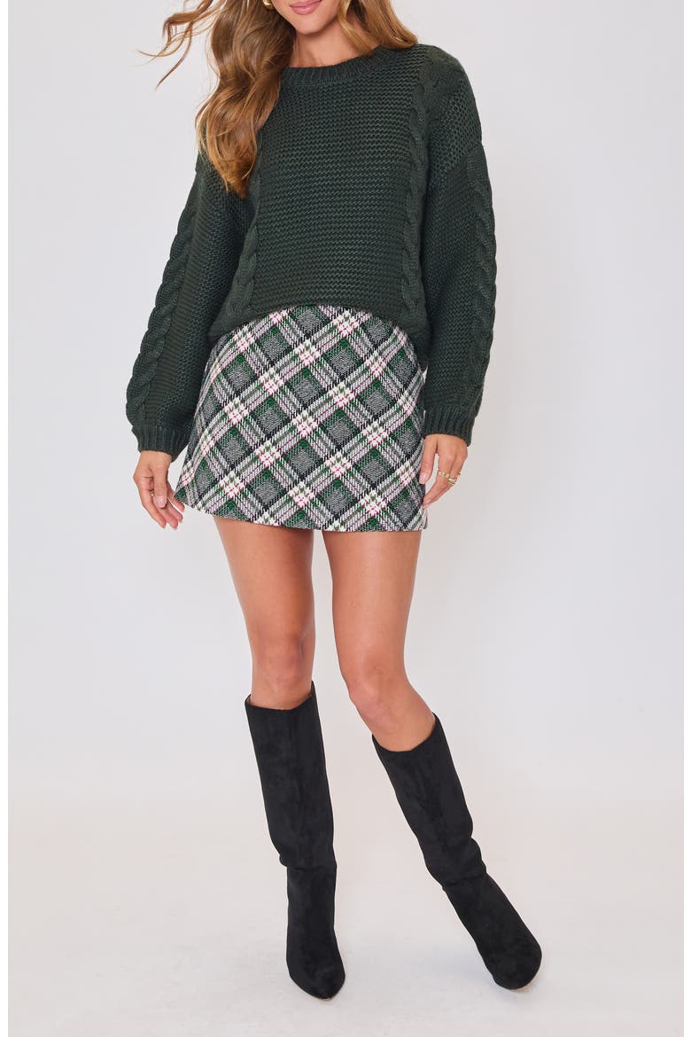 Pinecrest Cable Stitch Crewneck Sweater, Alternate, color, HUNTER GREEN