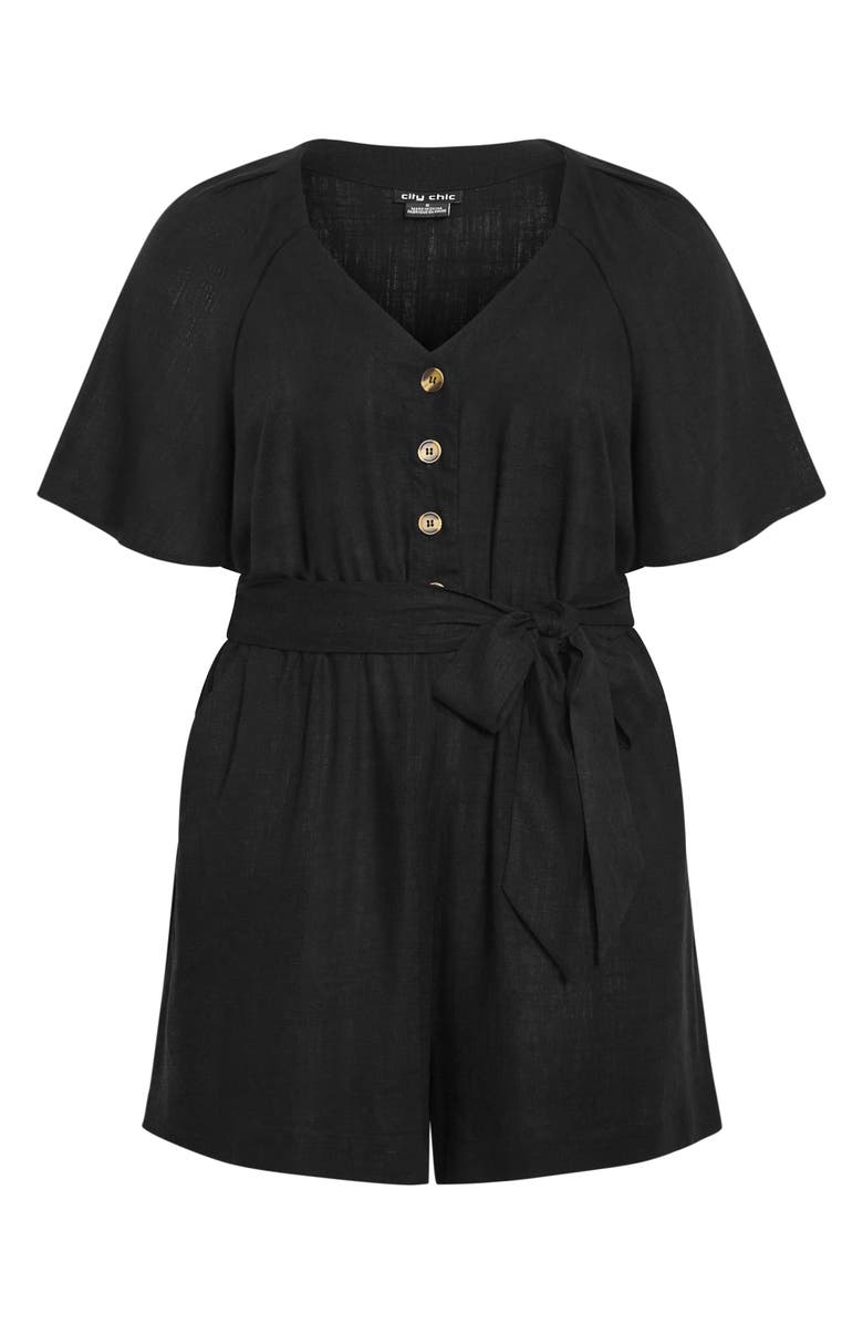 City Chic Brielle Belted Romper, Alternate, color, 