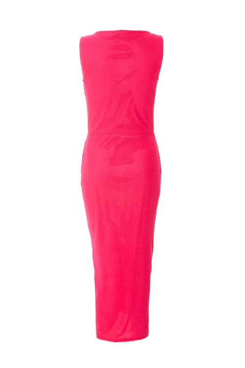 Quiz Mesh Round Neck Maxi Dress In Pink