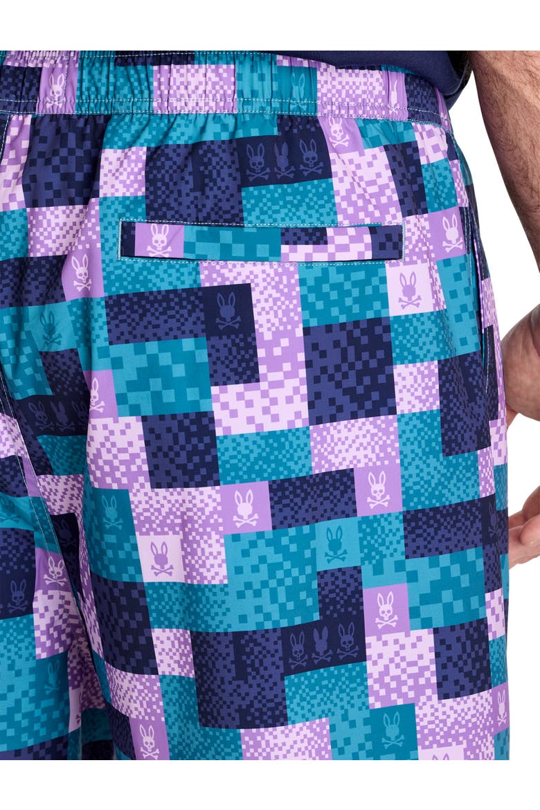 Big & Tall Olivier All Over Bunny Swim Trunks, Alternate, color, MALLARD BLUE