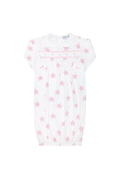 Pink Stars Print Smocked Gown  - Baby
