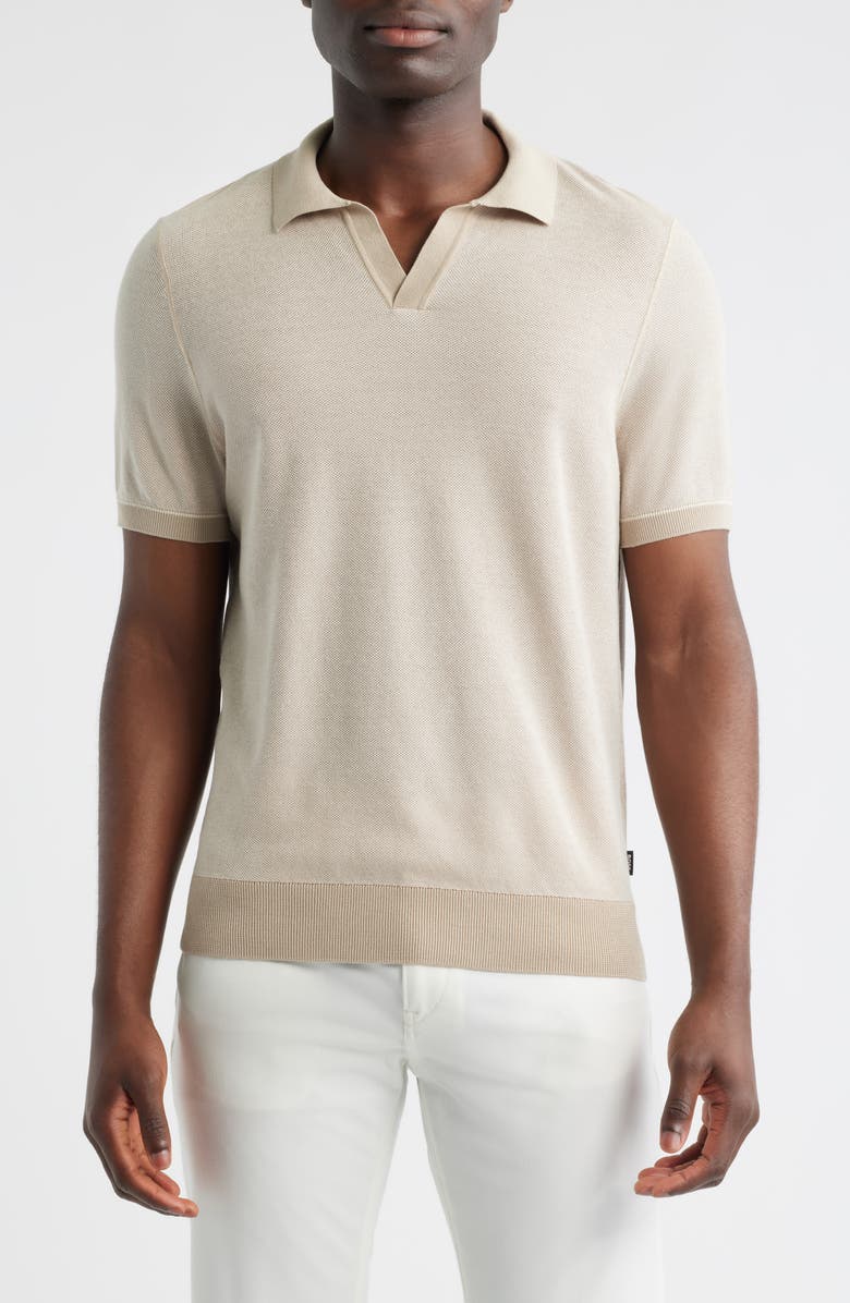 BOSS Jianluca Johnny Collar Polo, Main, color, Taupe
