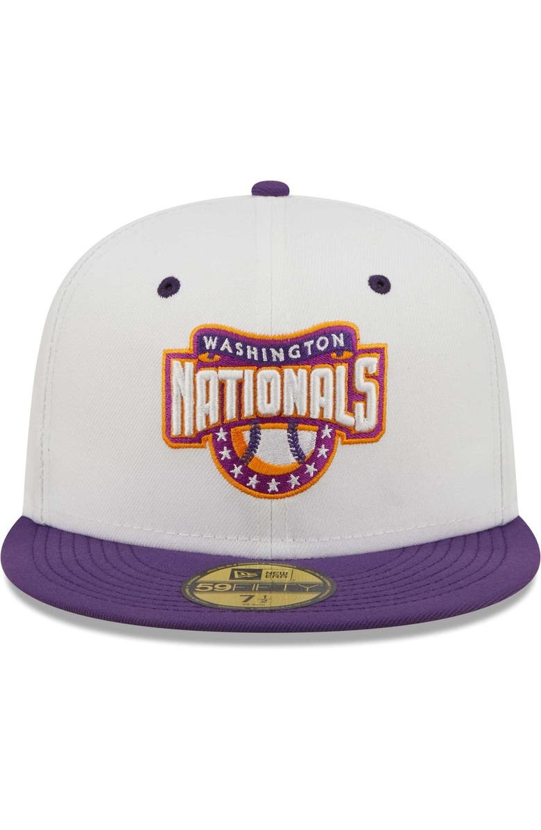 New Era Men's New Era White/Purple Washington Nationals 2008 Nationals Park Inaugural Season Grape Lolli 59FIFTY Fitted Hat, Alternate, color,