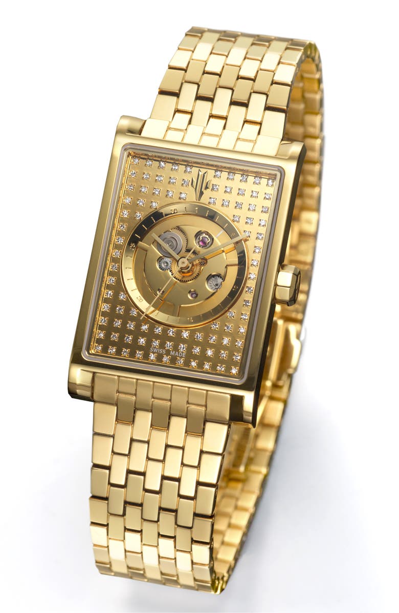 VIEREN Gold Stereo Diamond Swiss Automatic Watch, Alternate, color,