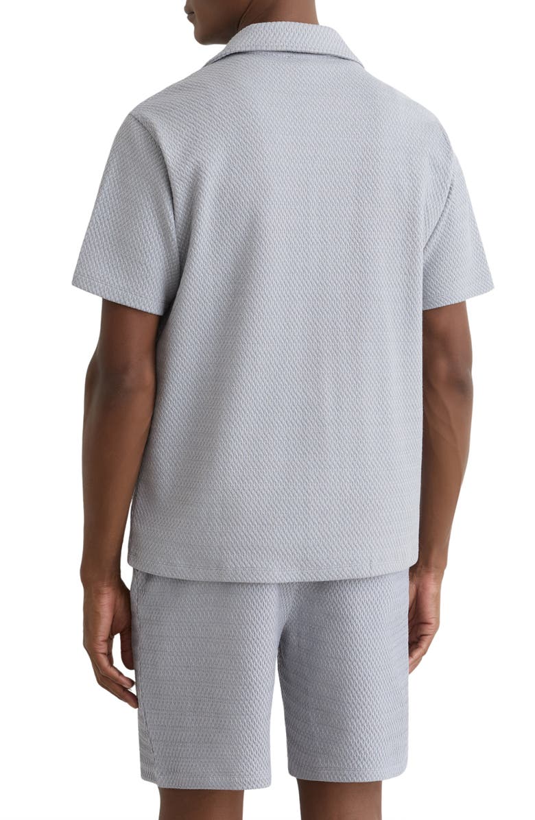 Reiss Felipe Textured Knit Cotton Blend Camp Shirt, Alternate, color, Soft Blue