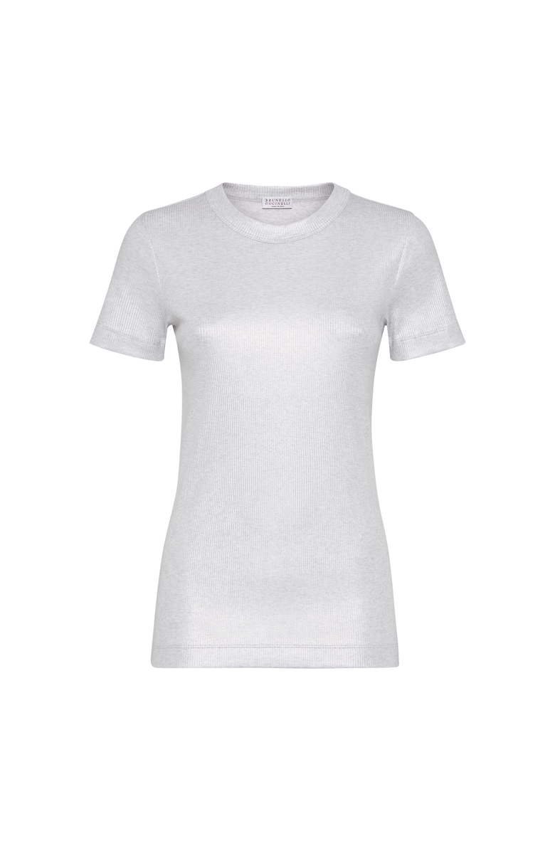 Brunello Cucinelli Sparkling jersey T-shirt, Main, color, Silver