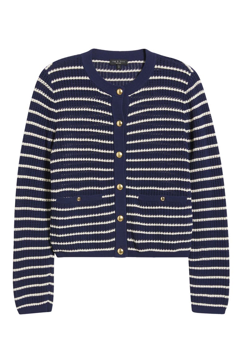 Viola Stripe Cardigan, Alternate, color, INDIGOMULT