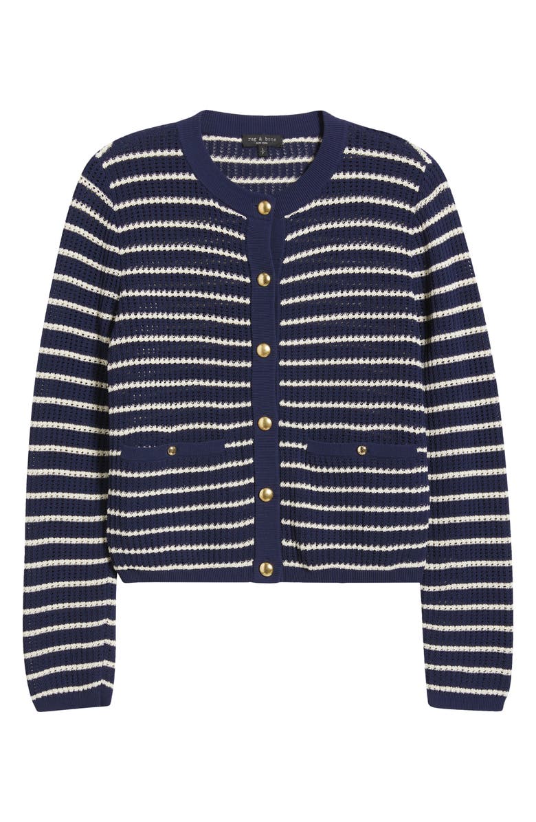rag & bone Viola Stripe Cardigan, Alternate, color, Indigomult