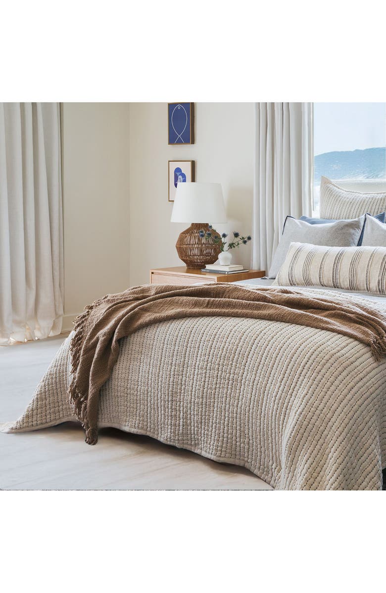 Crane Air Coastal Stitch Quilted Bedspread, Alternate, color, Beige