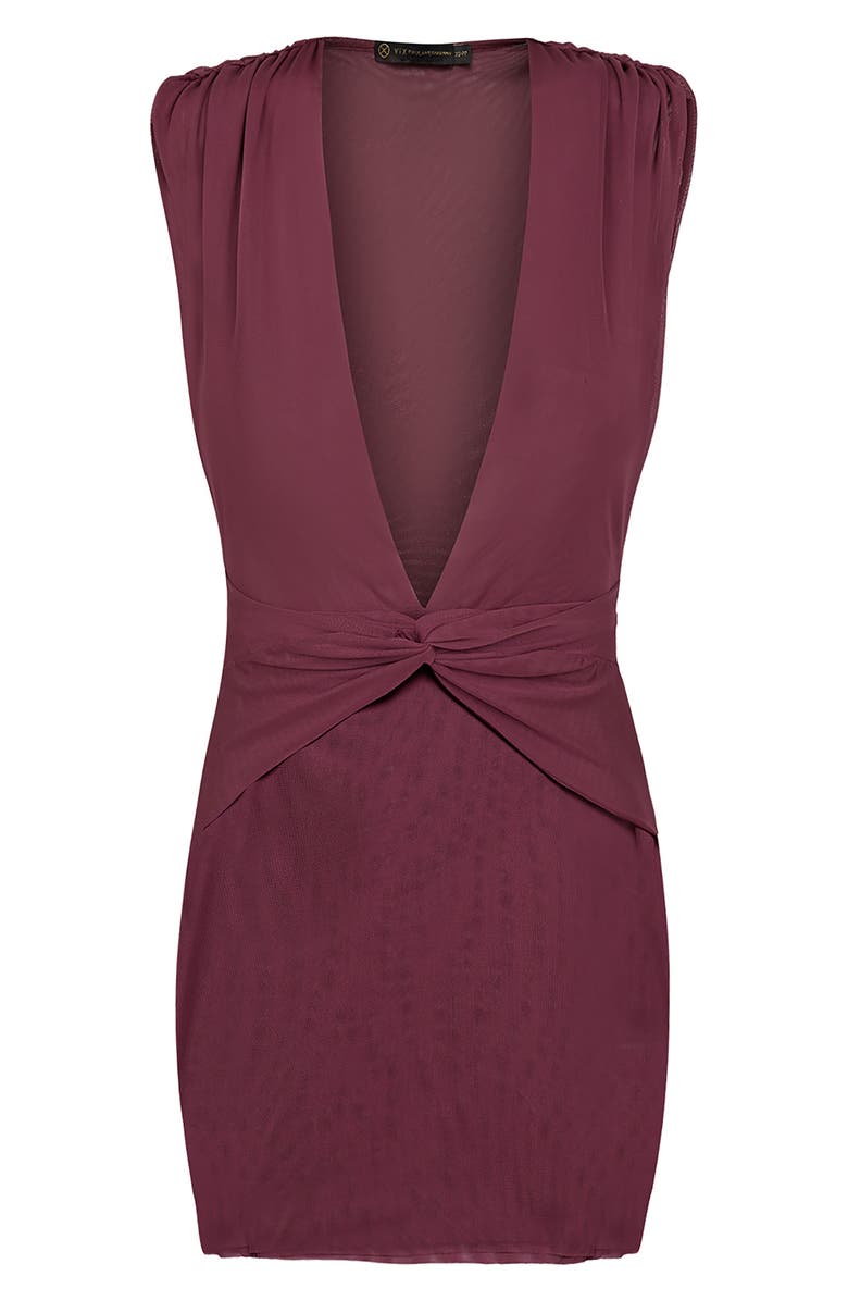ViX Paula Hermanny Solid Cindy Twist Front Plunge Cover-Up Minidress, Alternate, color, Purple