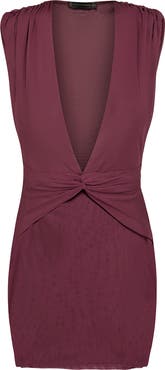 ViX Paula Hermanny Solid Cindy Twist Front Plunge Cover-Up Minidress