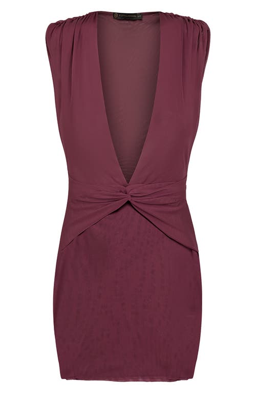 Vix Paula Hermanny Solid Cindy Twist Front Plunge Cover-up Minidress In Brown