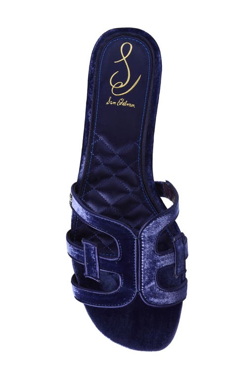 Sam Edelman Bay Honore Slide Sandal Dark Winter Violet Velvet In Blue