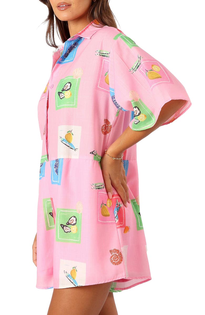 Petal & Pup Kellie Cotton Romper, Alternate, color, Pink Stamp Print