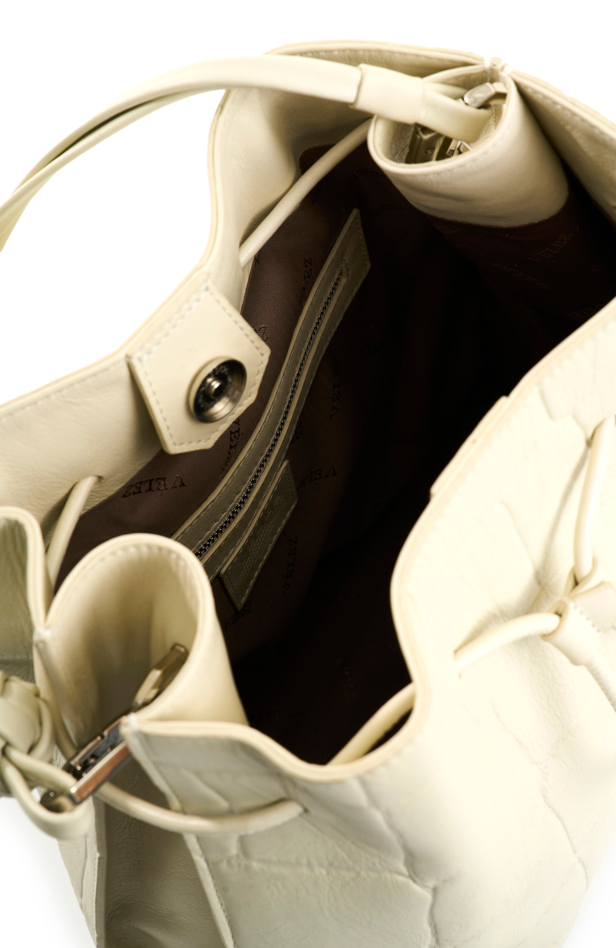 Embossed Leather Tote Bag, Alternate, color, White