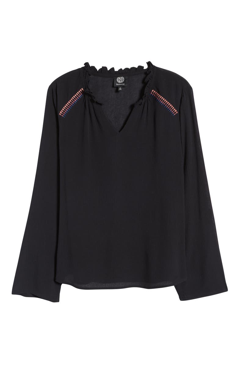 Bobeau Embroidered Long Sleeve Blouse, Alternate, color, 