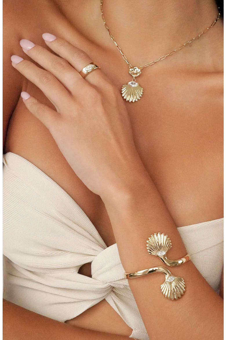 Santorini Shell Cuff Bracelet, Alternate, color, GOLD