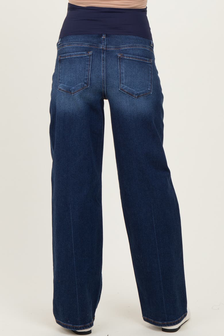 Dark Wash Boyfriend Fit Maternity Jeans, Alternate, color, Navy Blue