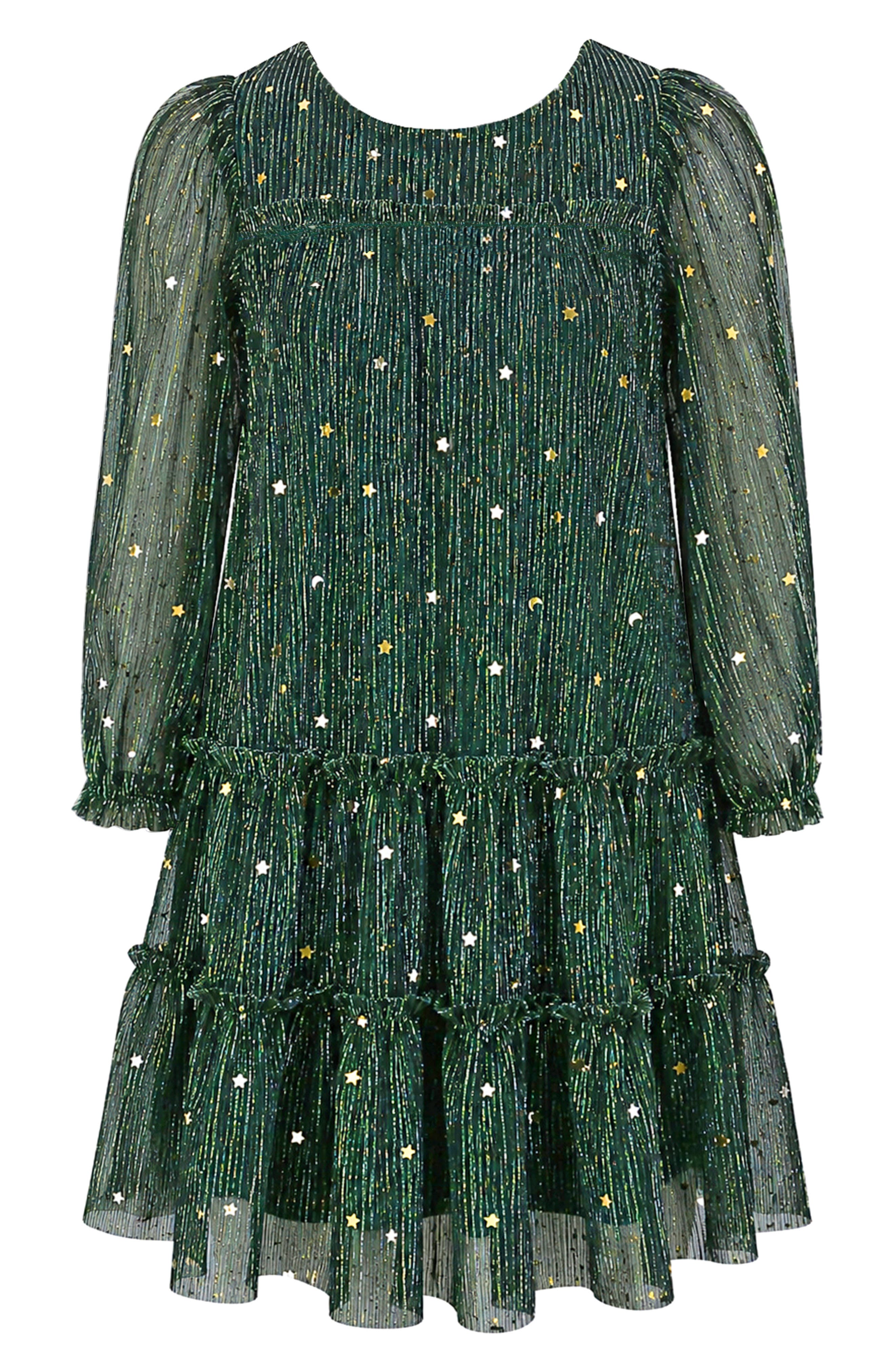Kids' Metallic Plissé Tiered Dress