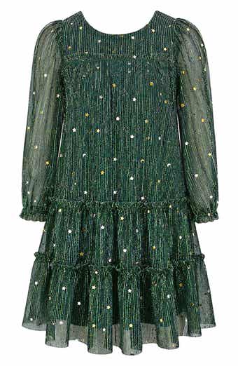 Kids' Metallic Plissé Tiered Dress